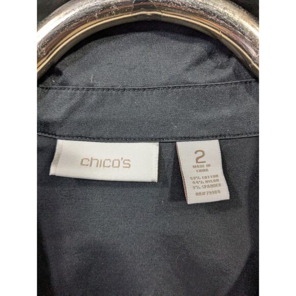 Chicos 2 Jacket Womens Large 12 Carefree Chill Carlynn Preppy Pop Collar Zip - Picture 3 of 10